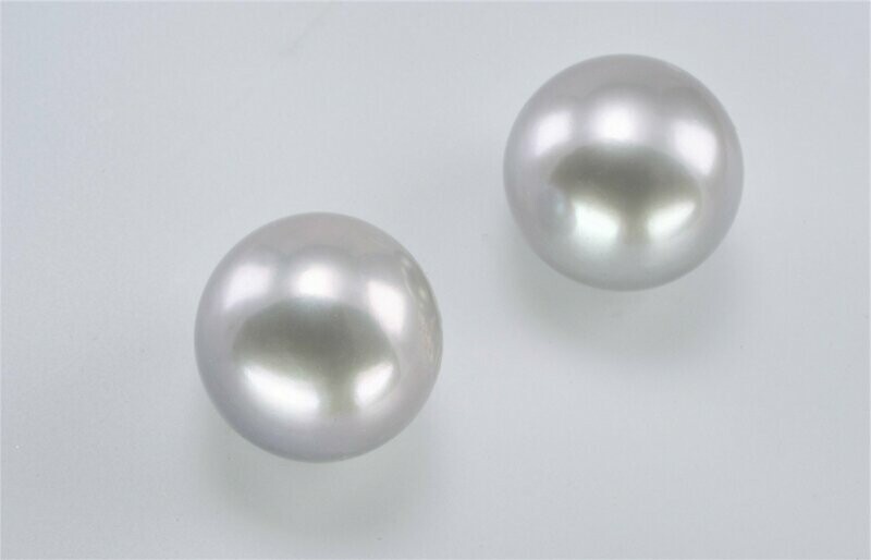 Ohrstecker Perle grau Button 11.00 mm Ohrstecker Perle grau Button 11.00 mm