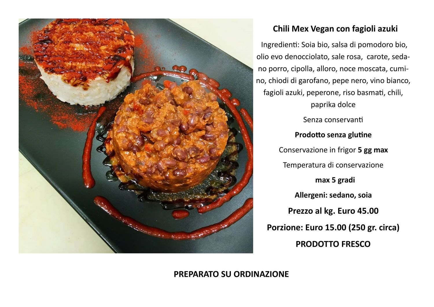Chili Mex Vegan con fagioli azuki e riso basmati 200 gr.