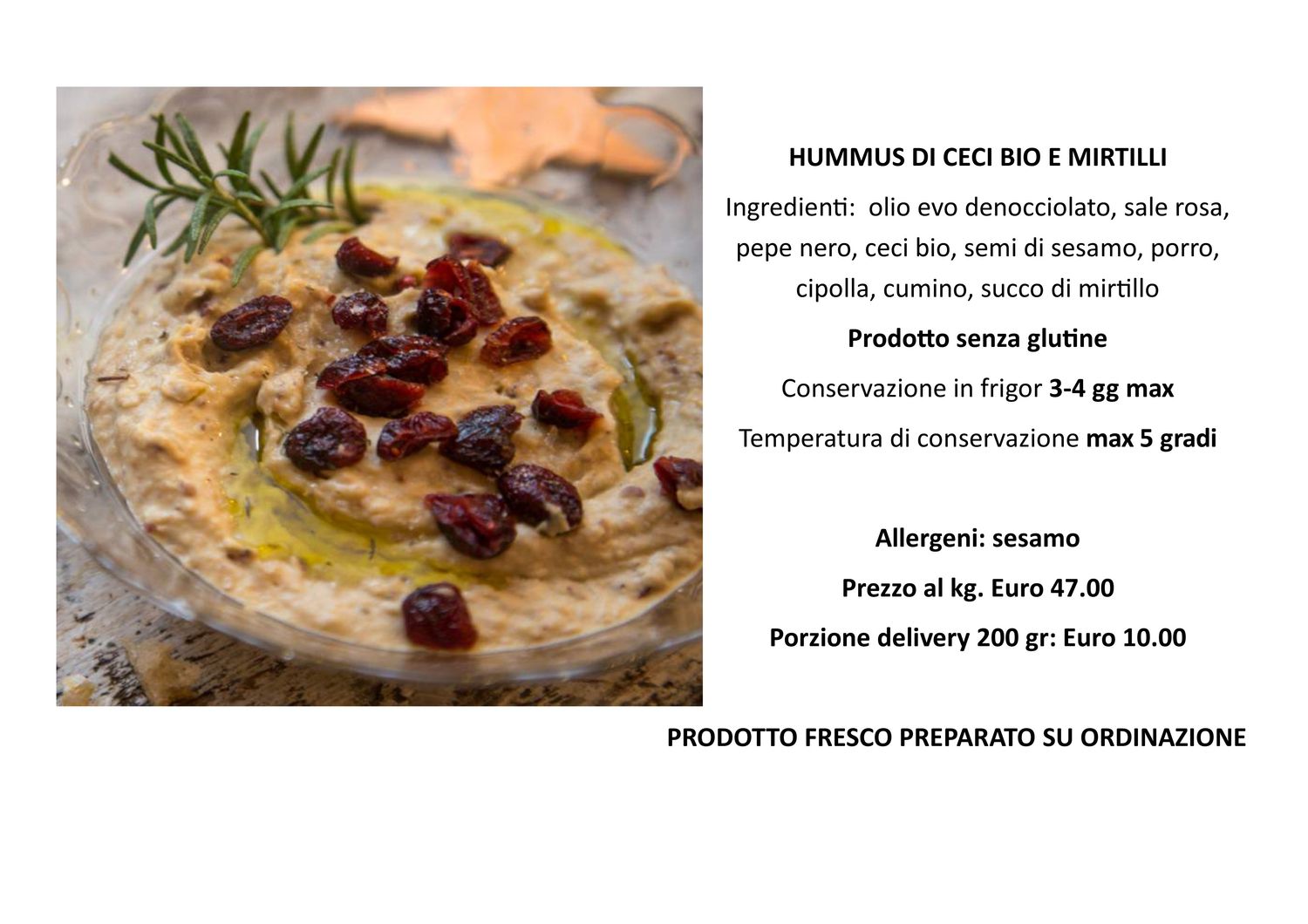 Hummus di ceci ai mirtilli da 200 gr.