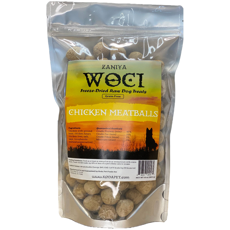 Zaniya WOCI Chicken Meatballs Treat 10oz Stand Up Pouch (6ct case)