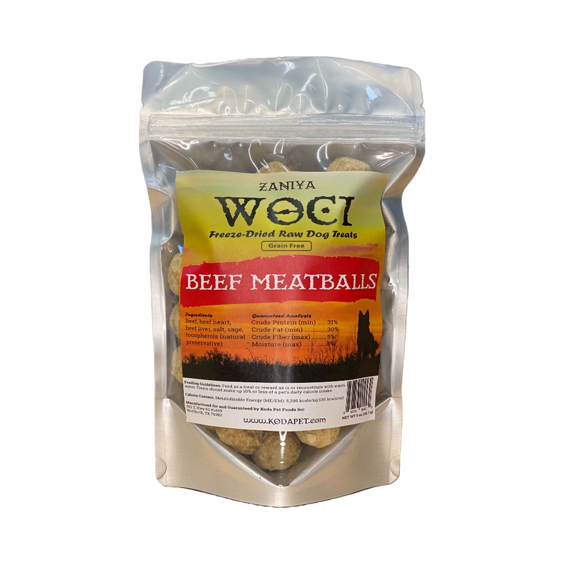 Zaniya WOCI Beef Meatballs Treat 5oz Stand Up Pouch (12ct case)