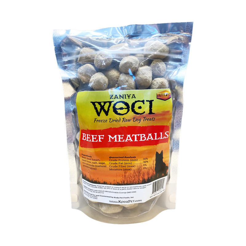 Zaniya WOCI Beef Meatballs Treat 5oz Stand Up Pouch (12ct case)
