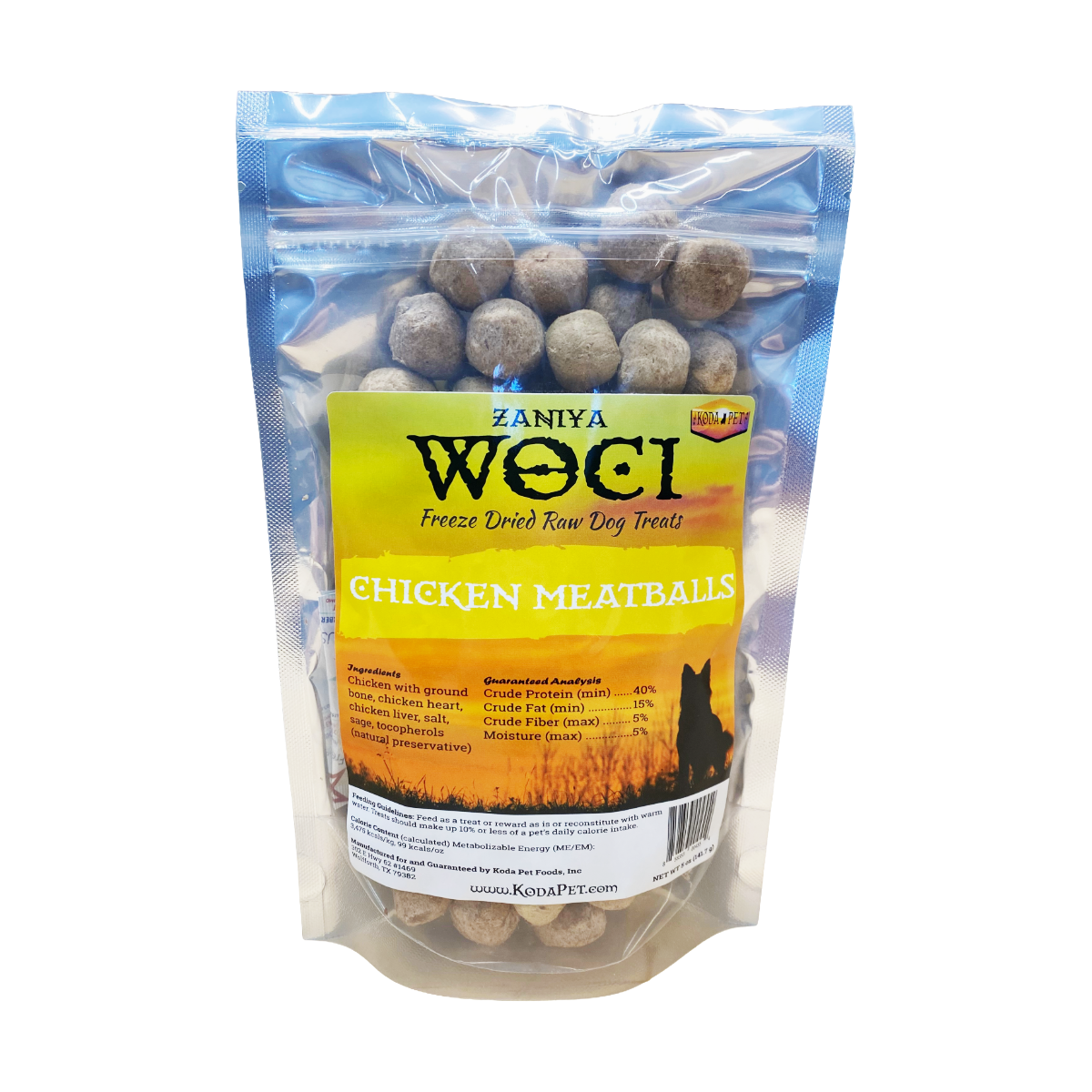 Zaniya WOCI Chicken Meatballs Treat 5oz Stand Up Pouch (12ct case)