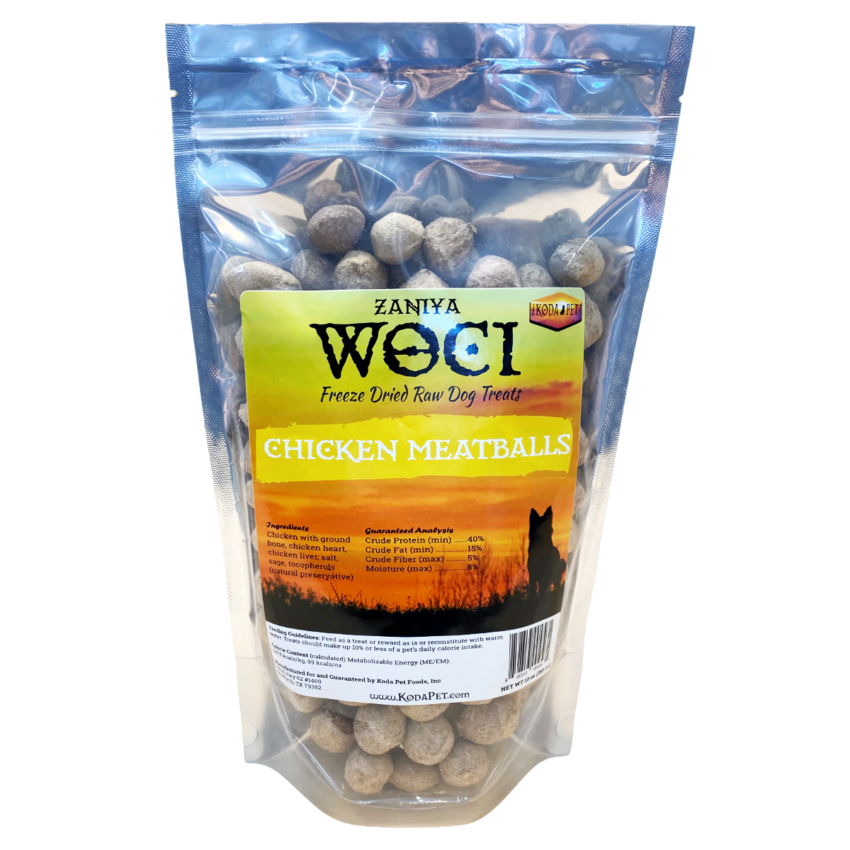 Zaniya WOCI Chicken Meatballs Treat 10oz Stand Up Pouch (6ct case)