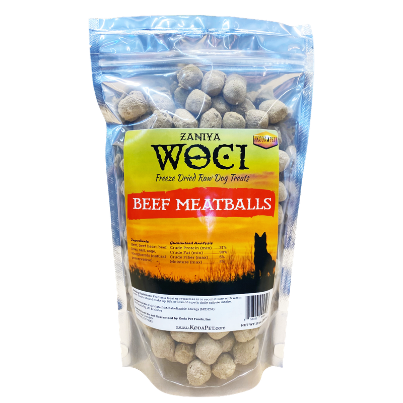 Zaniya WOCI Beef Meatballs Treat 10oz Stand Up Pouch (6ct case)