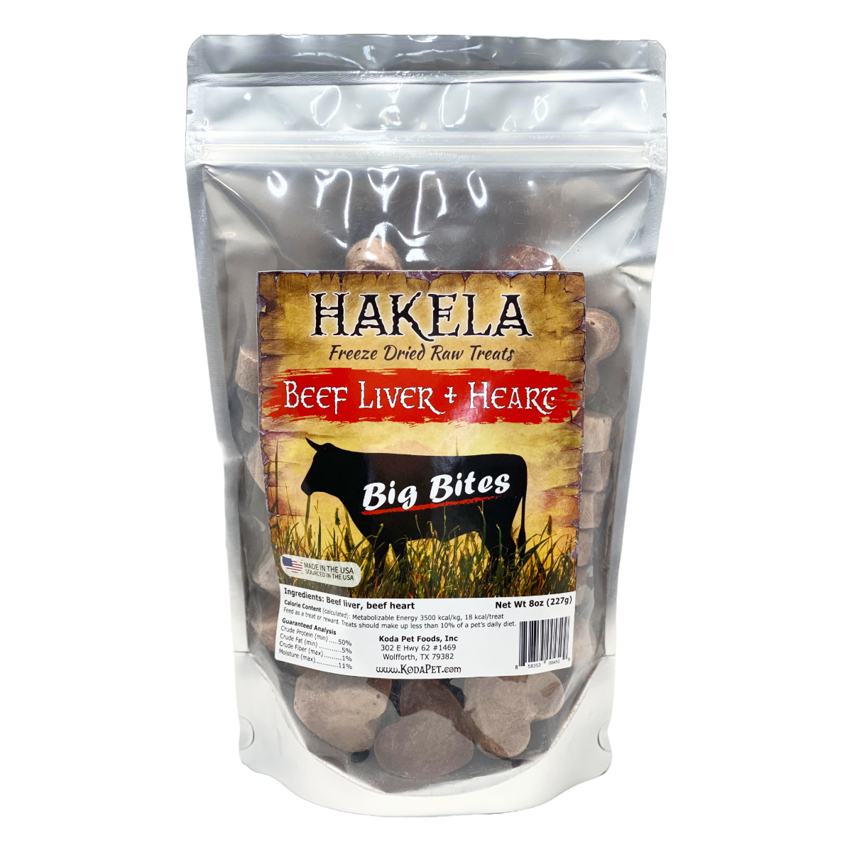 Hakela Beef Big Bites 8oz Stand Up Pouch (6ct case)