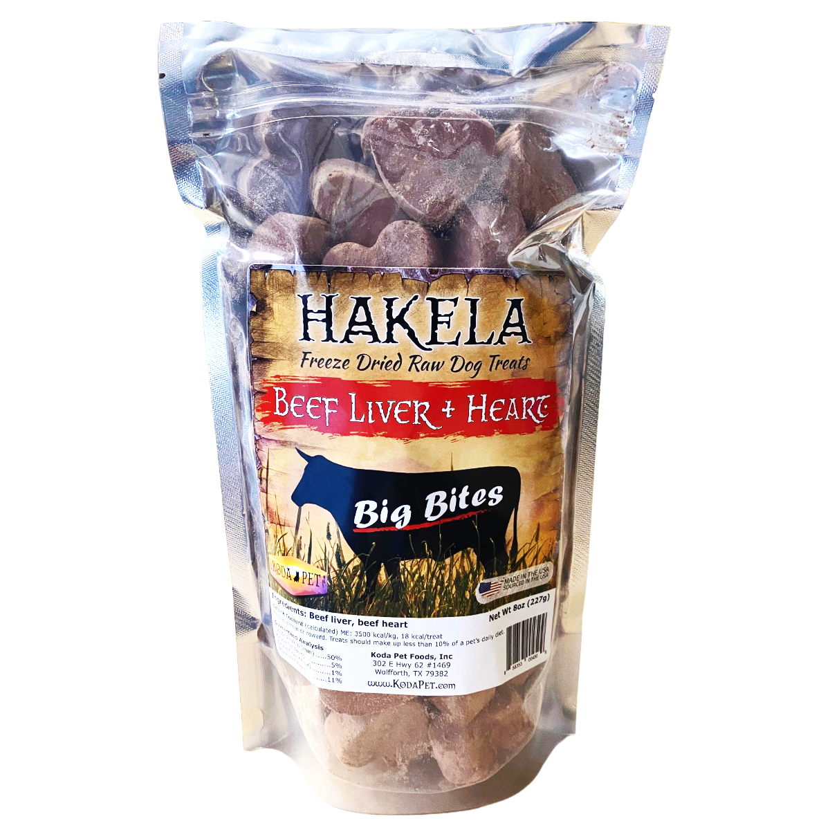Hakela Beef Big Bites 8oz Stand Up Pouch (6ct case)