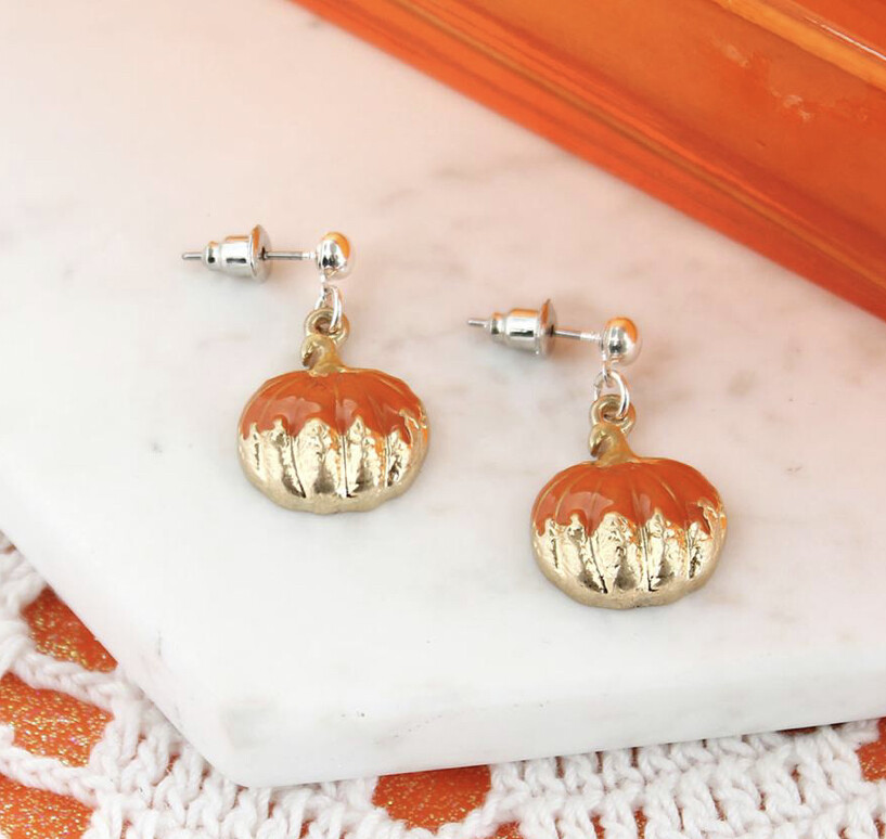 Gold Dipped Pumpkin Earrings 