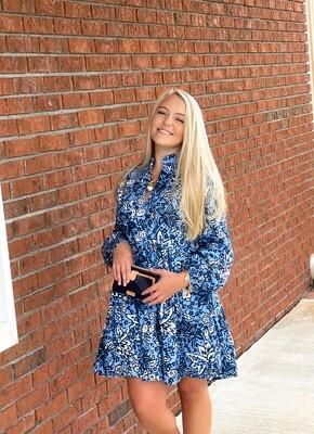 Buffalo Blue Long Sleeve Tunic Print Dress