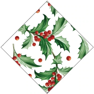Holly Christmas Paper Cocktail Napkins