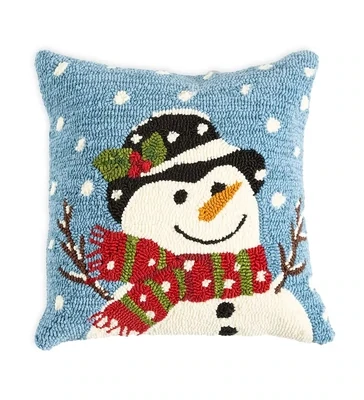 Snowman Indoor/Outdoor Hooked Pillow