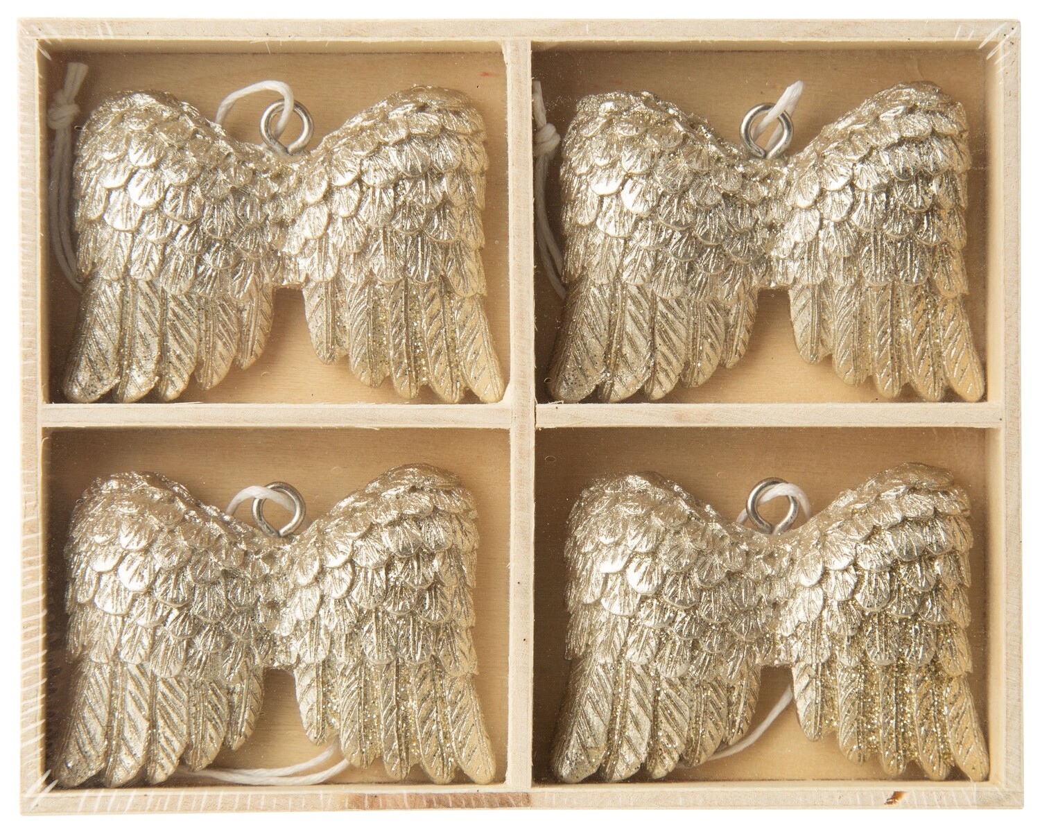 Set of 4 glittered resin angel wing orns, 1.5 in  6      