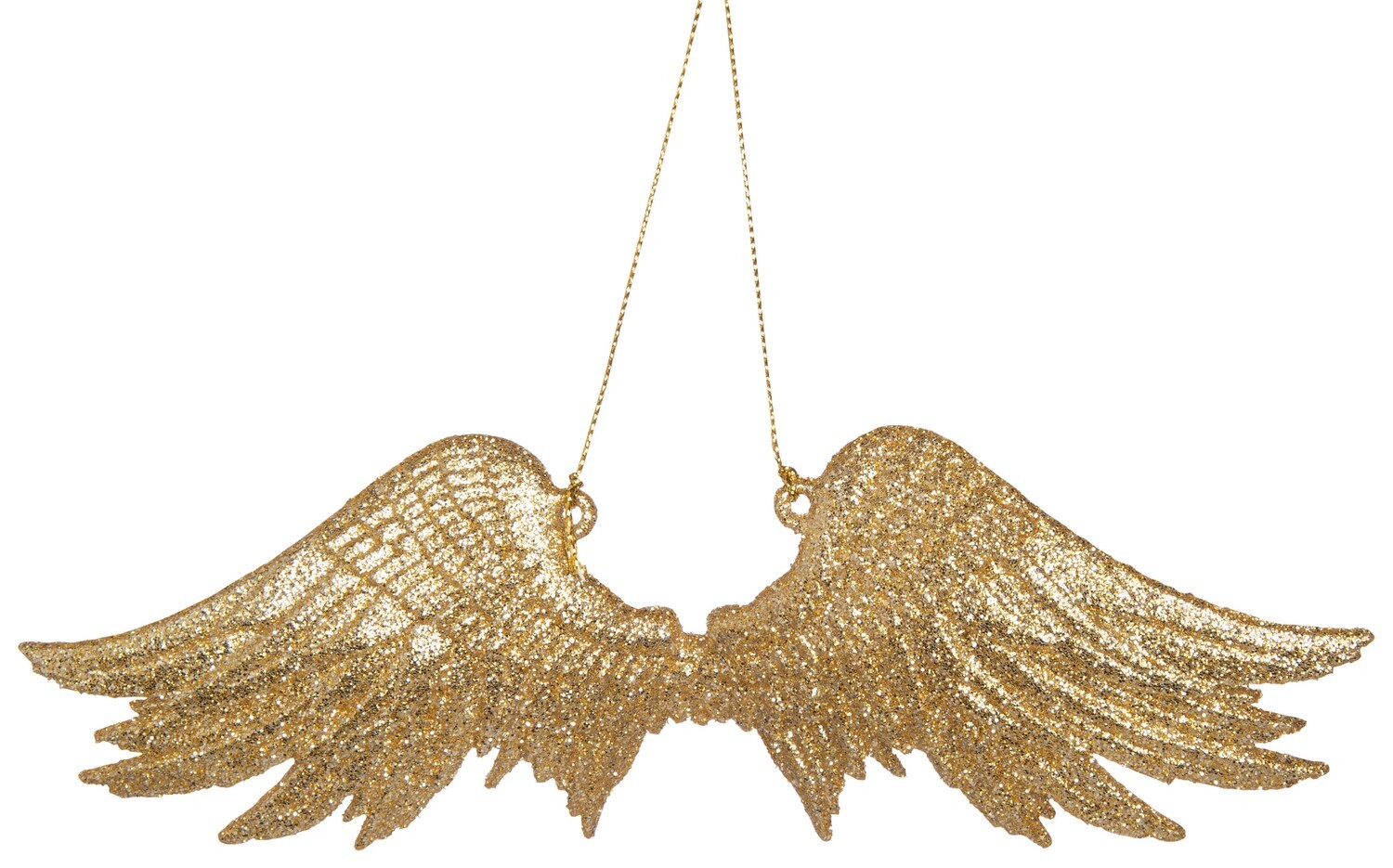 Acrylic angel wing ornament, champagne gold glitter finish, 7 in  24      