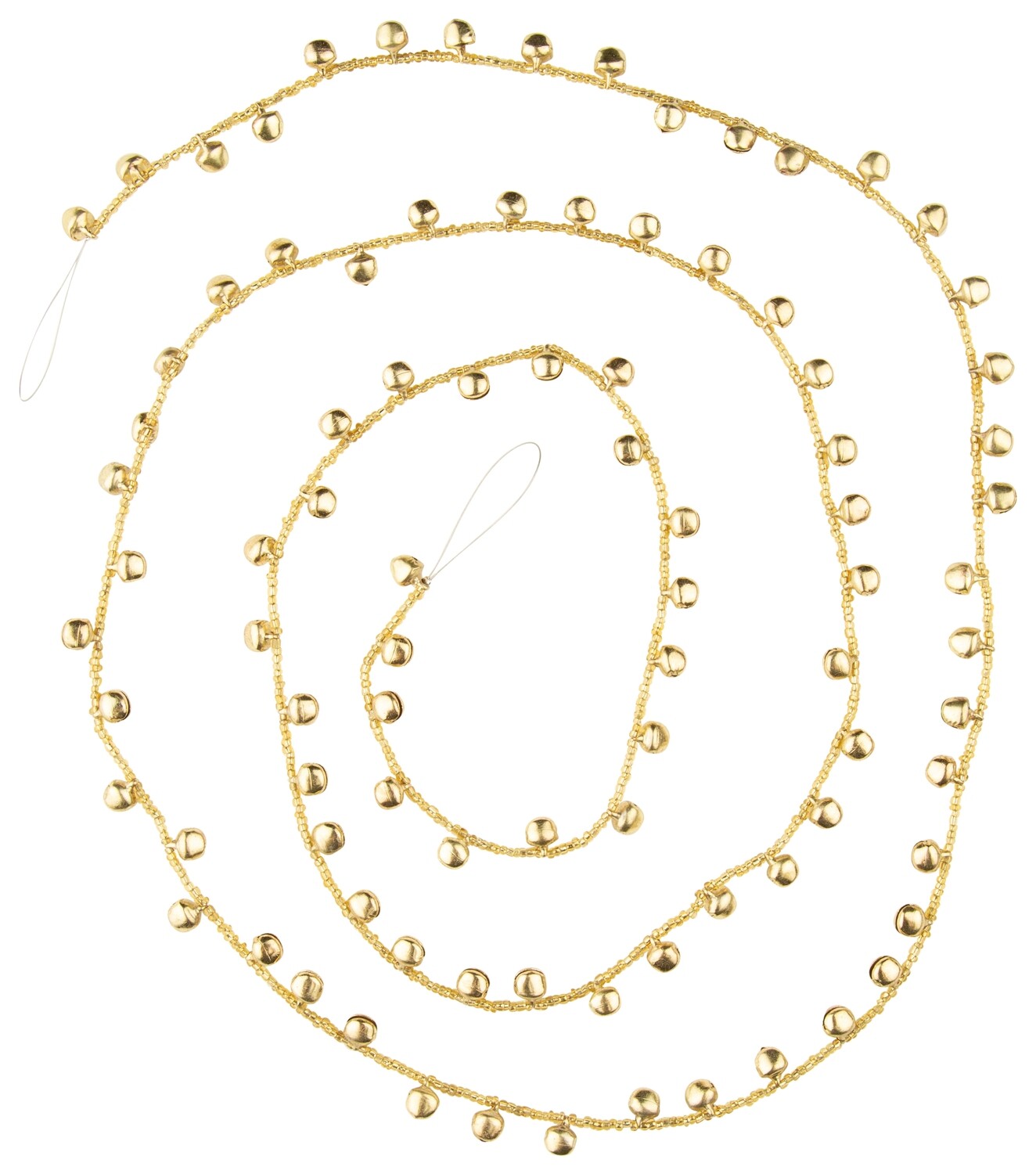 Bright gold mini jingle bell and glass bead garland, 65 in  6      