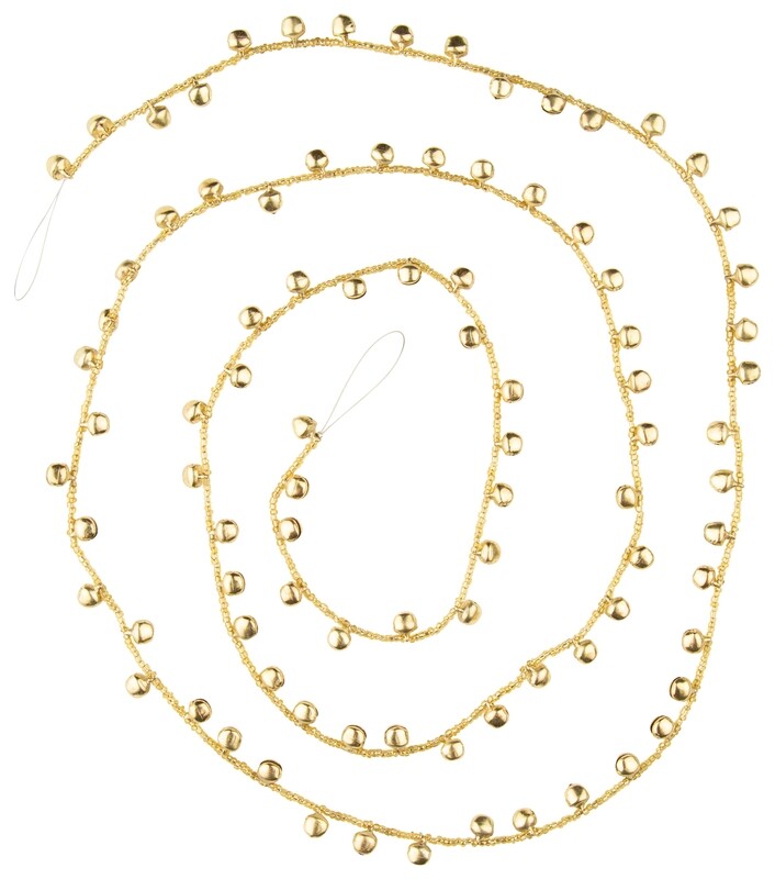 Bright gold mini jingle bell and glass bead garland, 65 in  6      