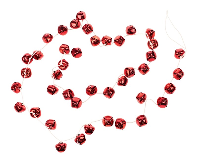 Metal jingle bells garland, shiny red, lrg, 55 in  6      