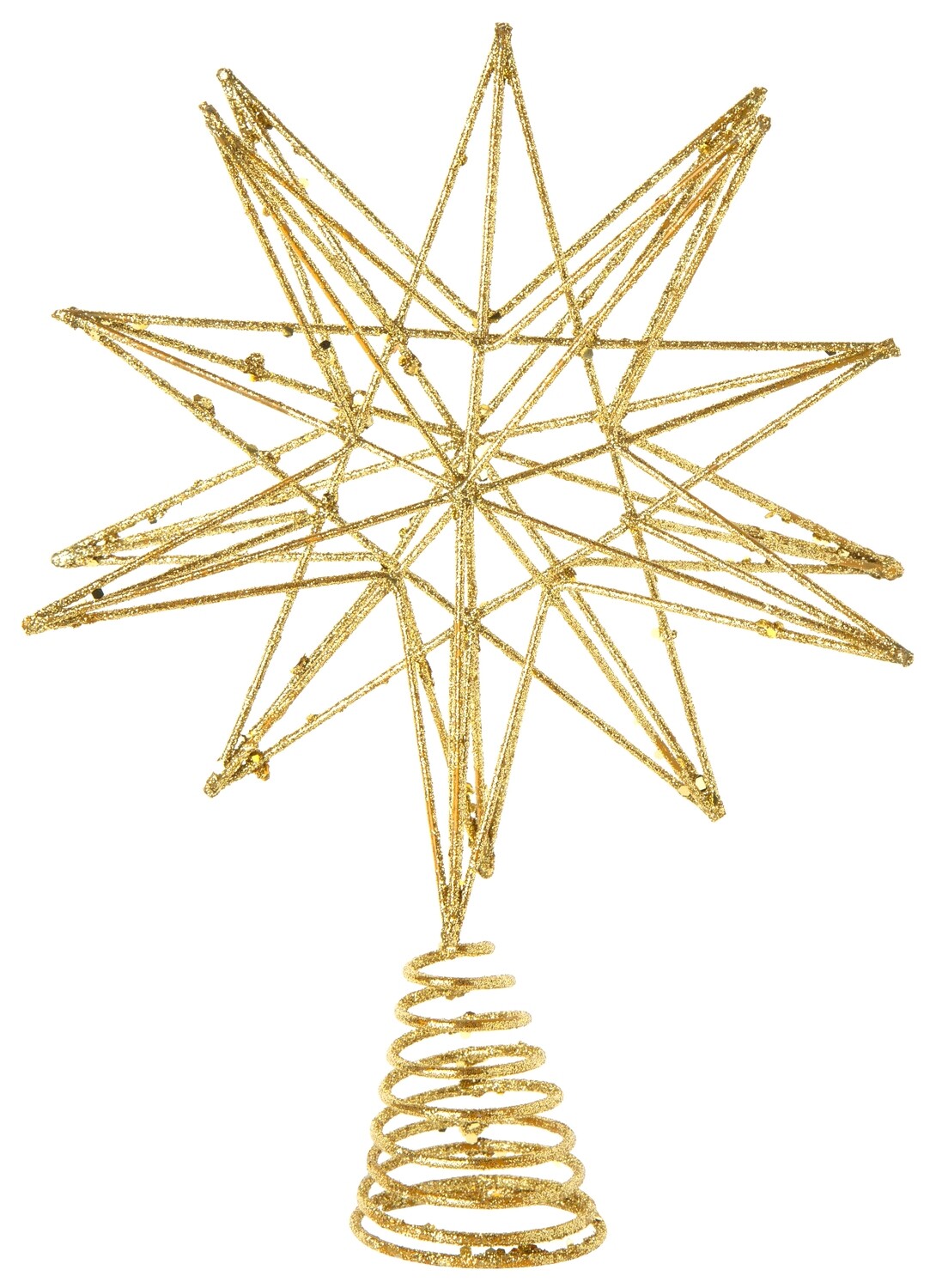 Gold glittered metal tree topper 3D star, 9 in  6      