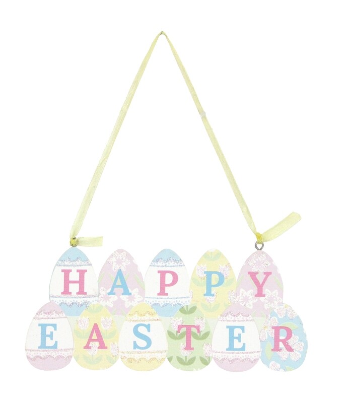 Easter bonnet Happy Easter egg stack orn, 6 in  6       