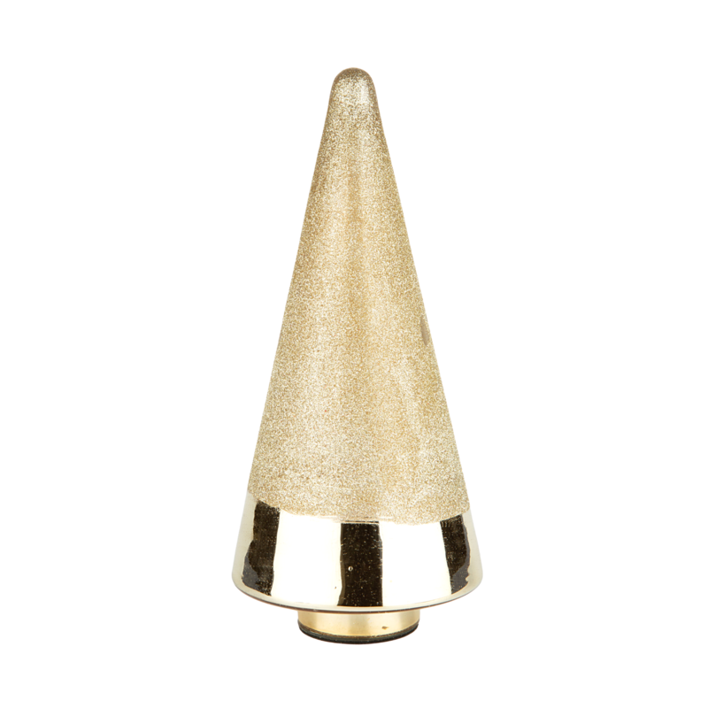 Glass cone tree, gold with glitter tops, 14 in  2            