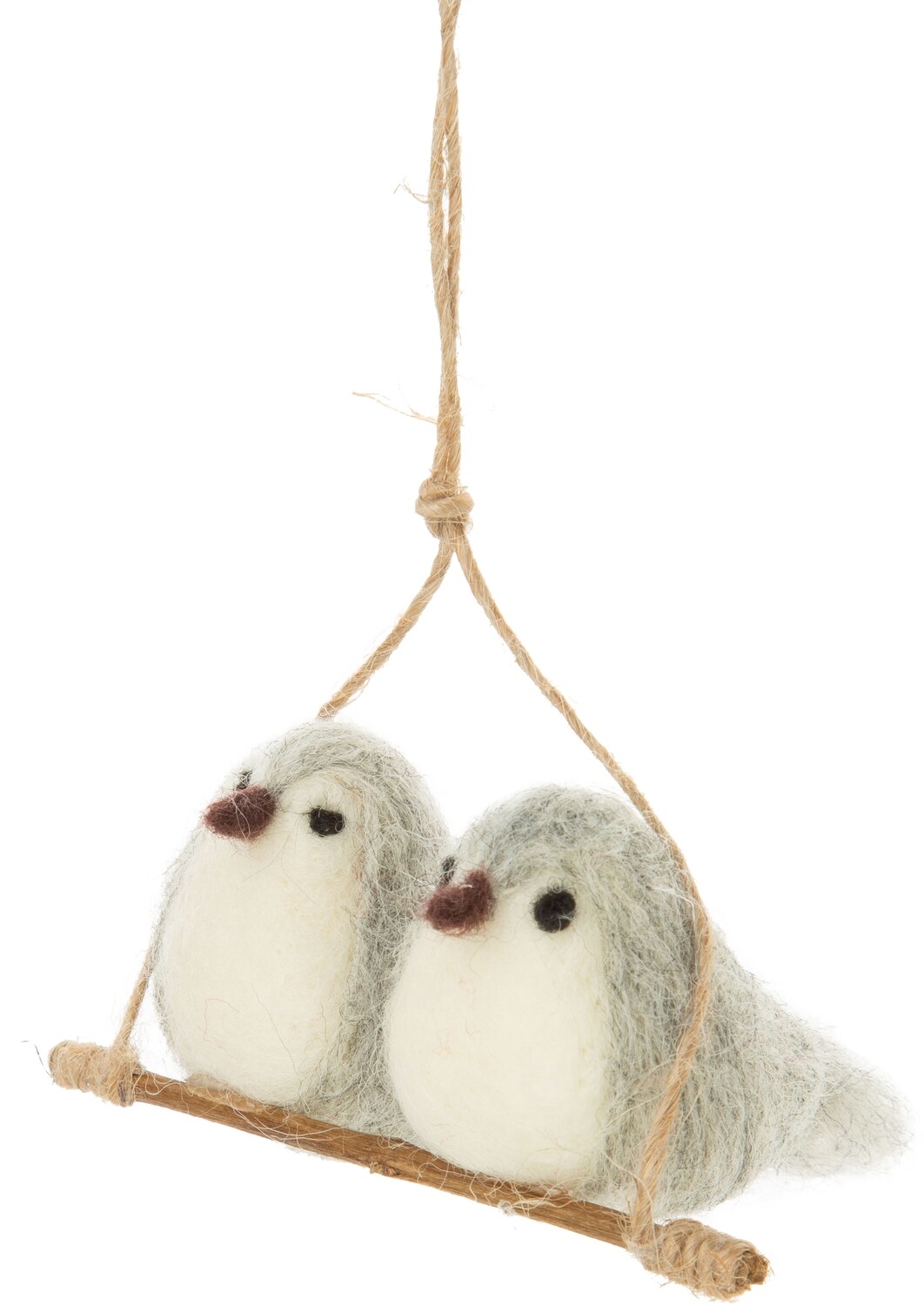 Felt bird couple on swing ornament 4.35 in  12      