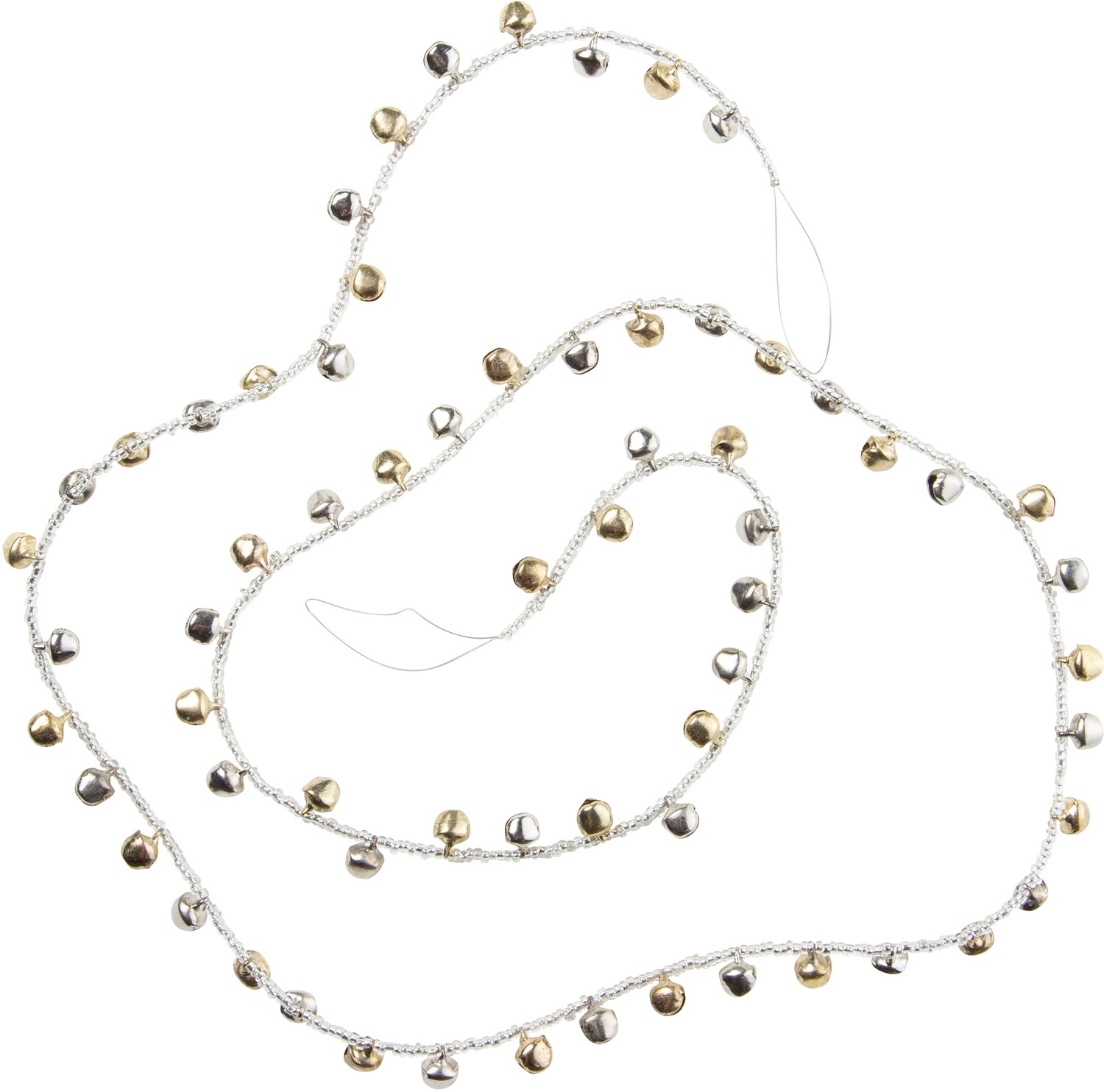 Glass bead and jingle bell garland, silver and gold, 40 in  6            