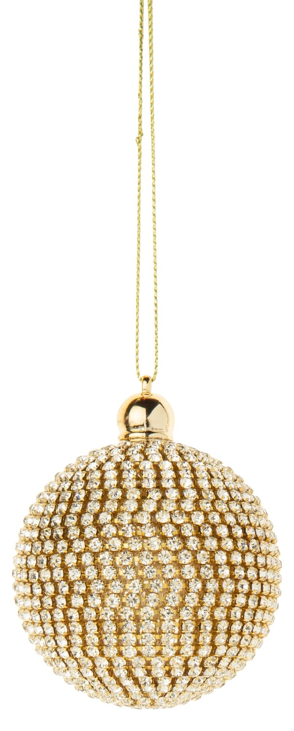 Diamante bead ornament, gold and clear, 1.5 in  12            