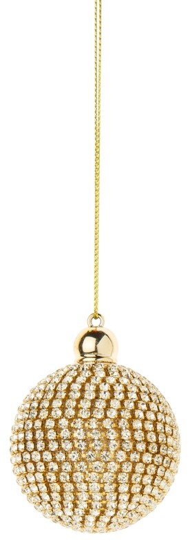 Diamante bead ornament, gold and clear, 2in  12            