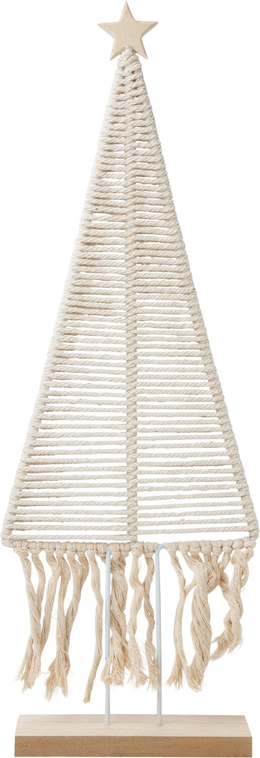 Wire Table tree on Wood base with macrame Finish 22in  2            