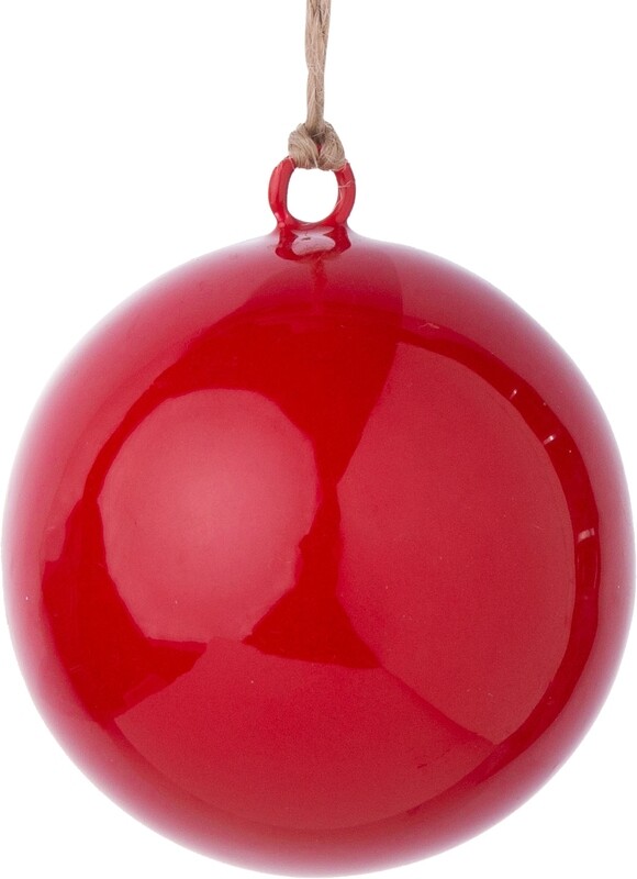 Red enamel metal ball ornament 3 in  12            