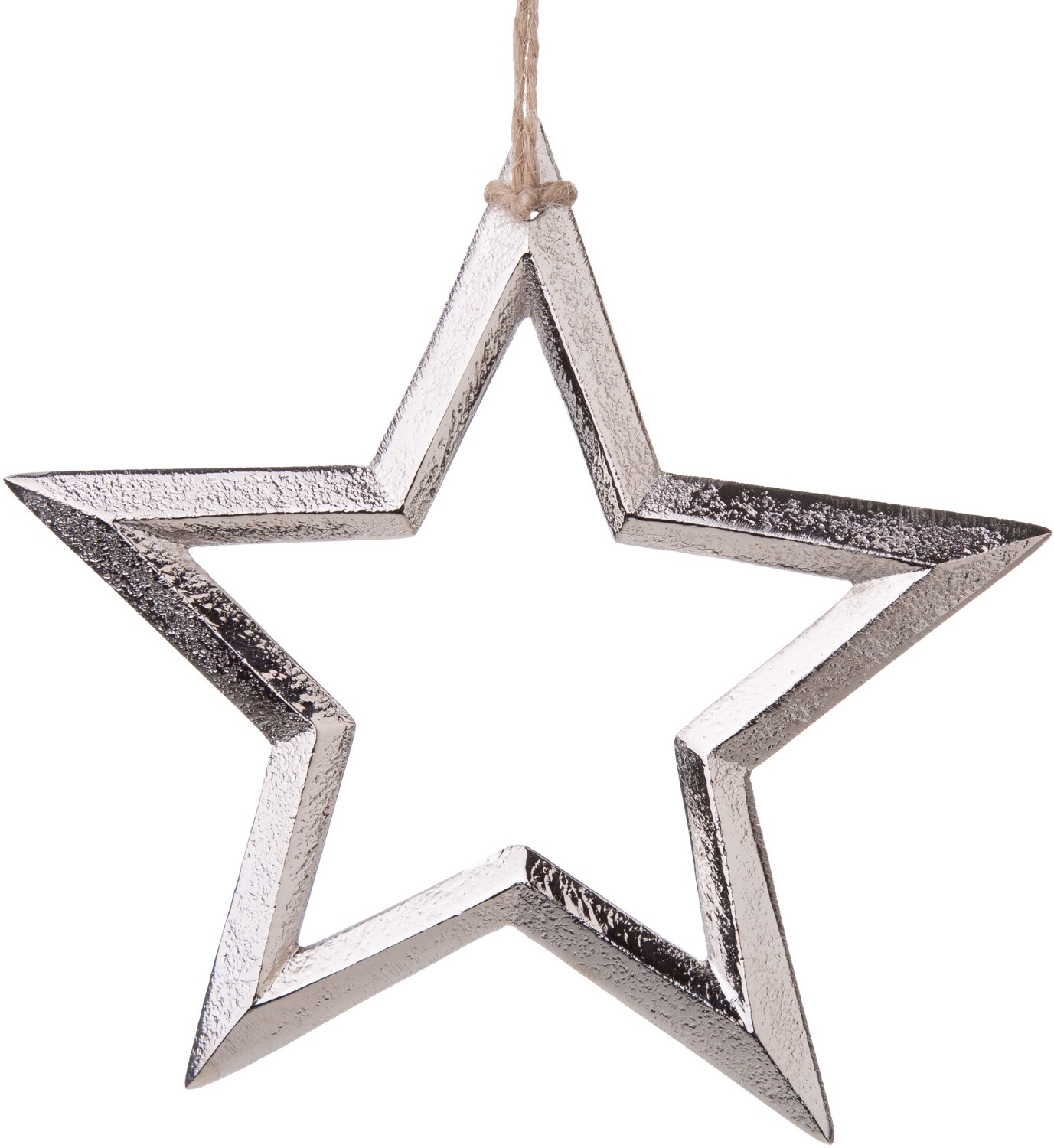 Cast metal silver star ornament 5.5 in 8            