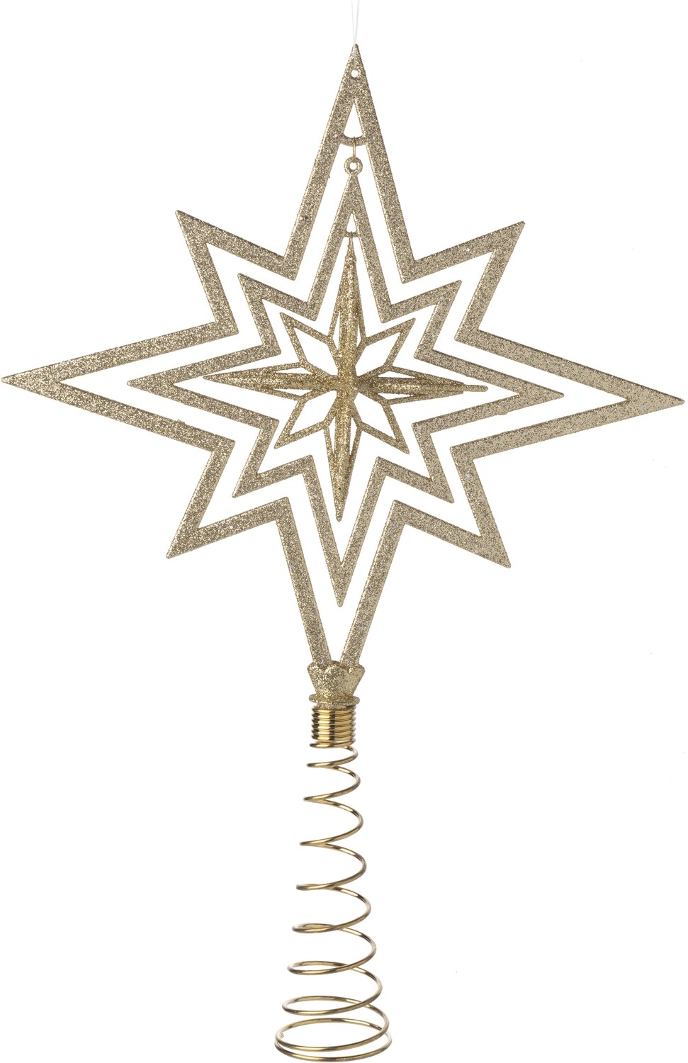 Lt gold acrylic Moravian star tree topper with dangling interior star 14.4 in  6            