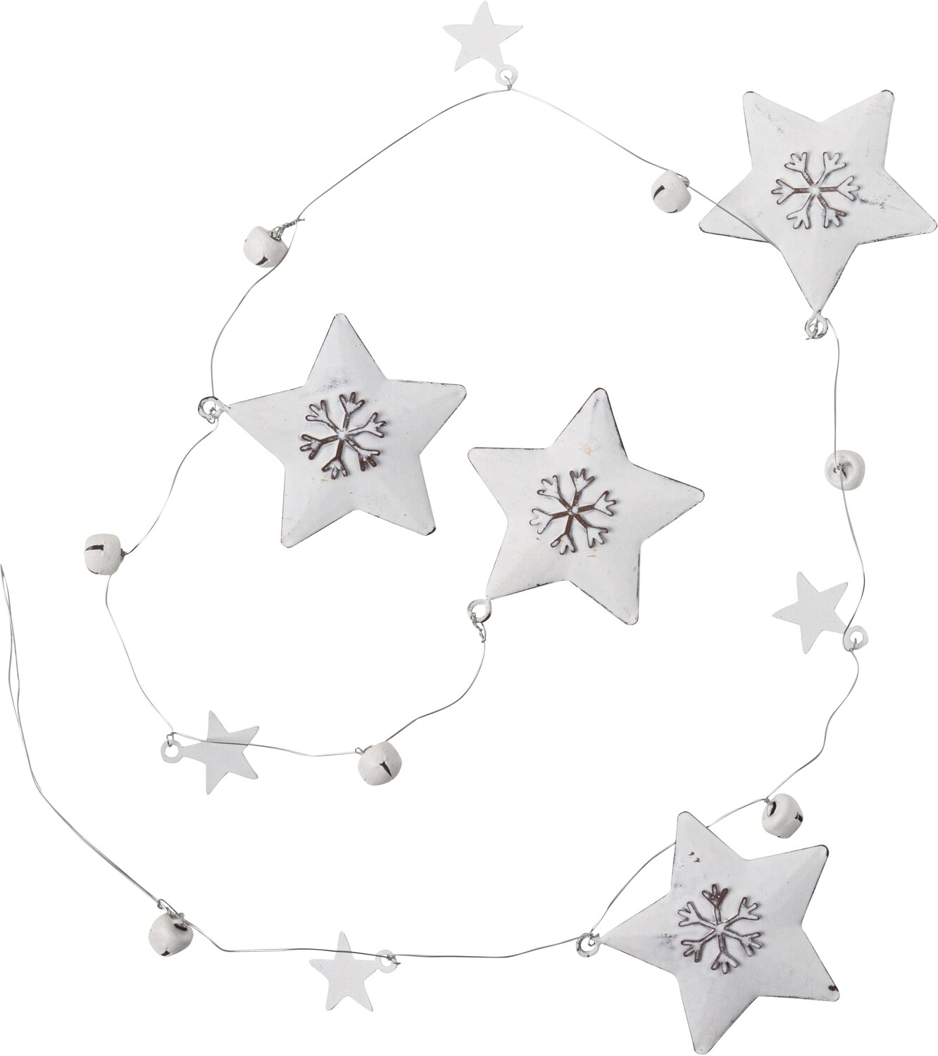 Pierced metal snowflake star garland, antique gold 45 in  6            