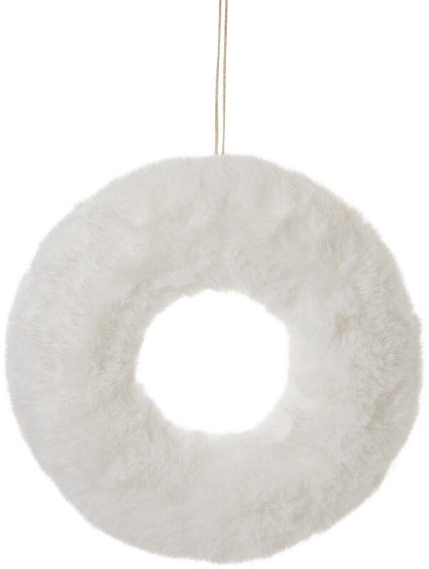 White plush wall wreath, one-sided 9.5 in  6            