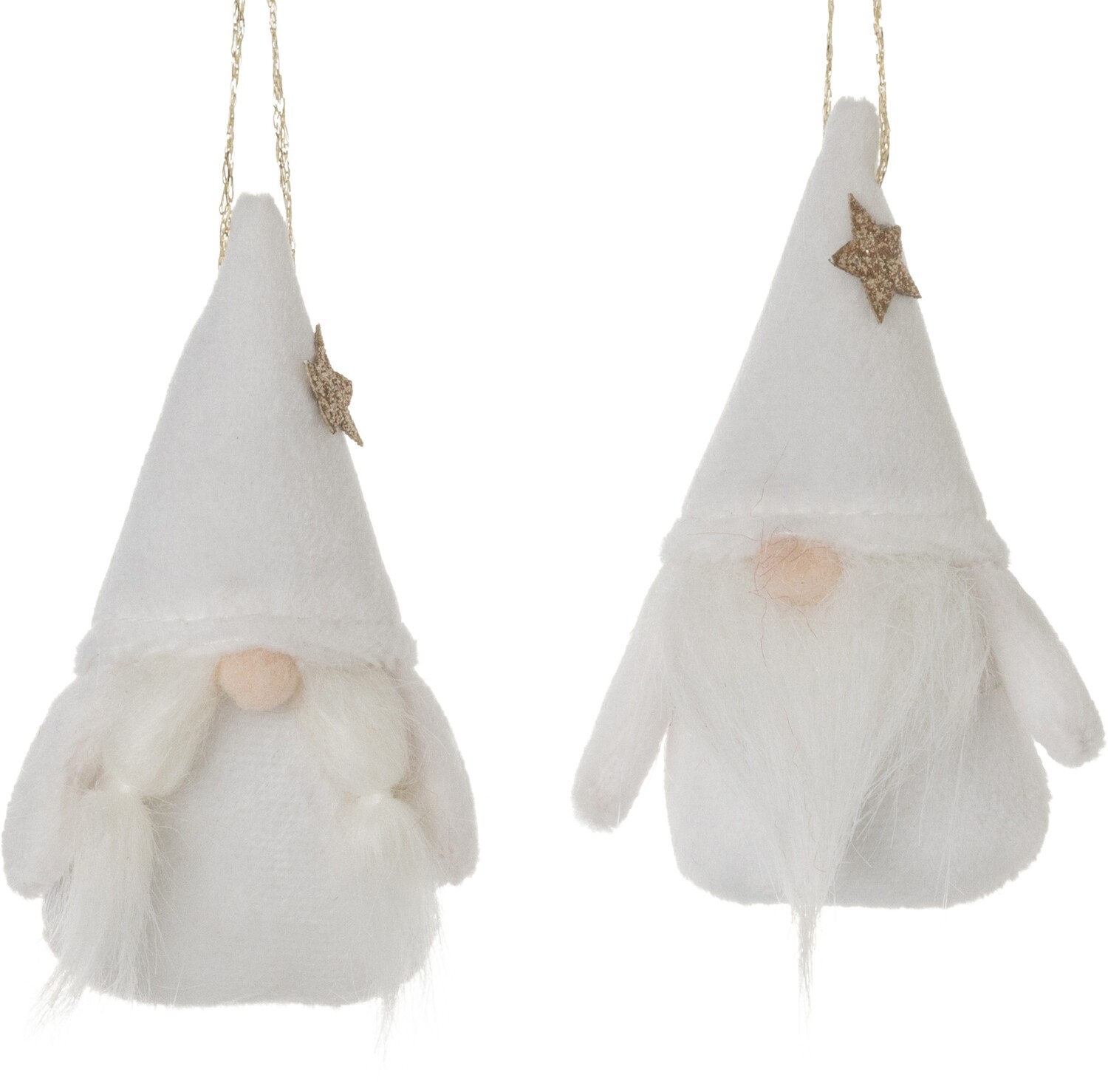 2 Asst&#39;d velour gnome ornaments, white 2.5 in  24            