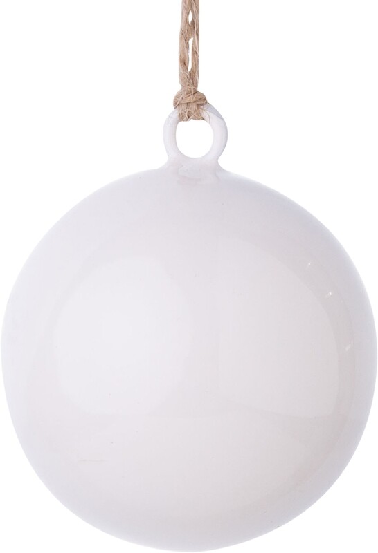 White enamel metal ball ornament 2 in  12      