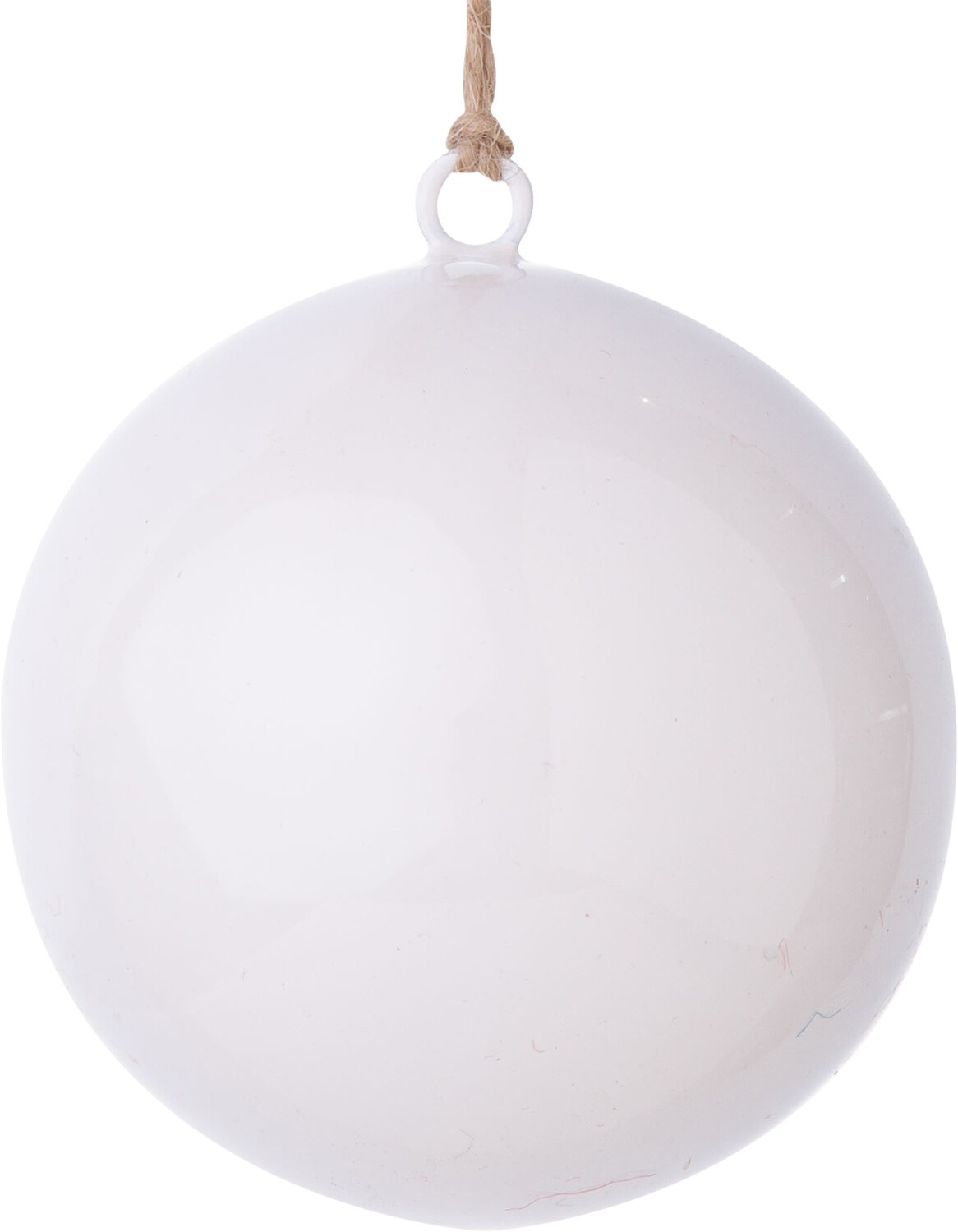 White enamel metal ball ornament, 4 in  12      