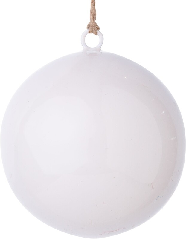 White enamel metal ball ornament, 4 in  12      