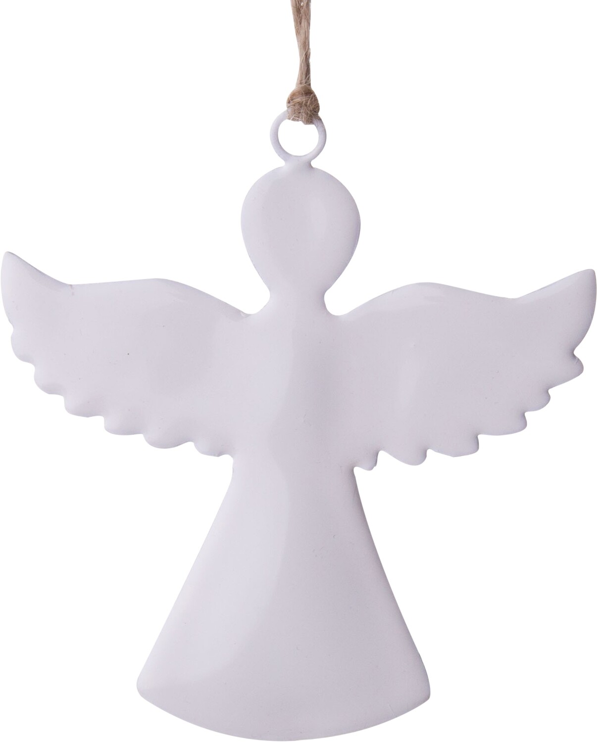 White enamel on metal angel silhouette ornament 4 in  12      