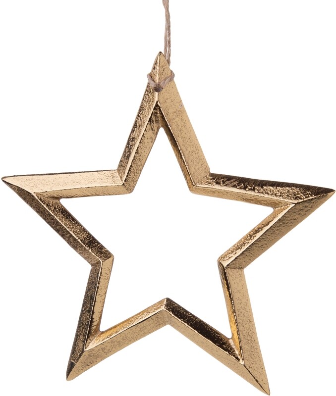 Cast metal gold star ornament 5.5 in 8            