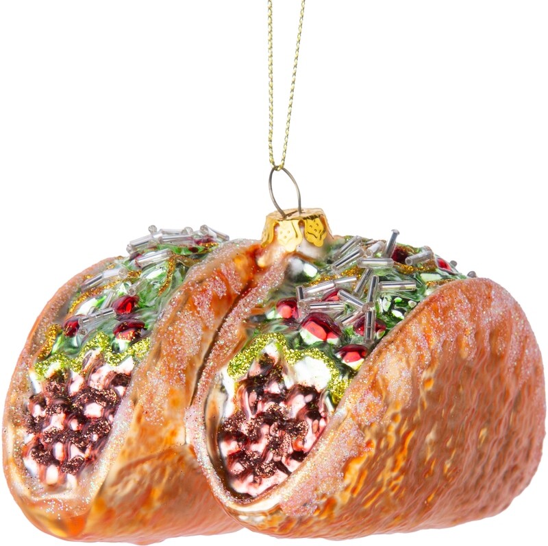 Blown glass tacos duo ornament 4 in  6      