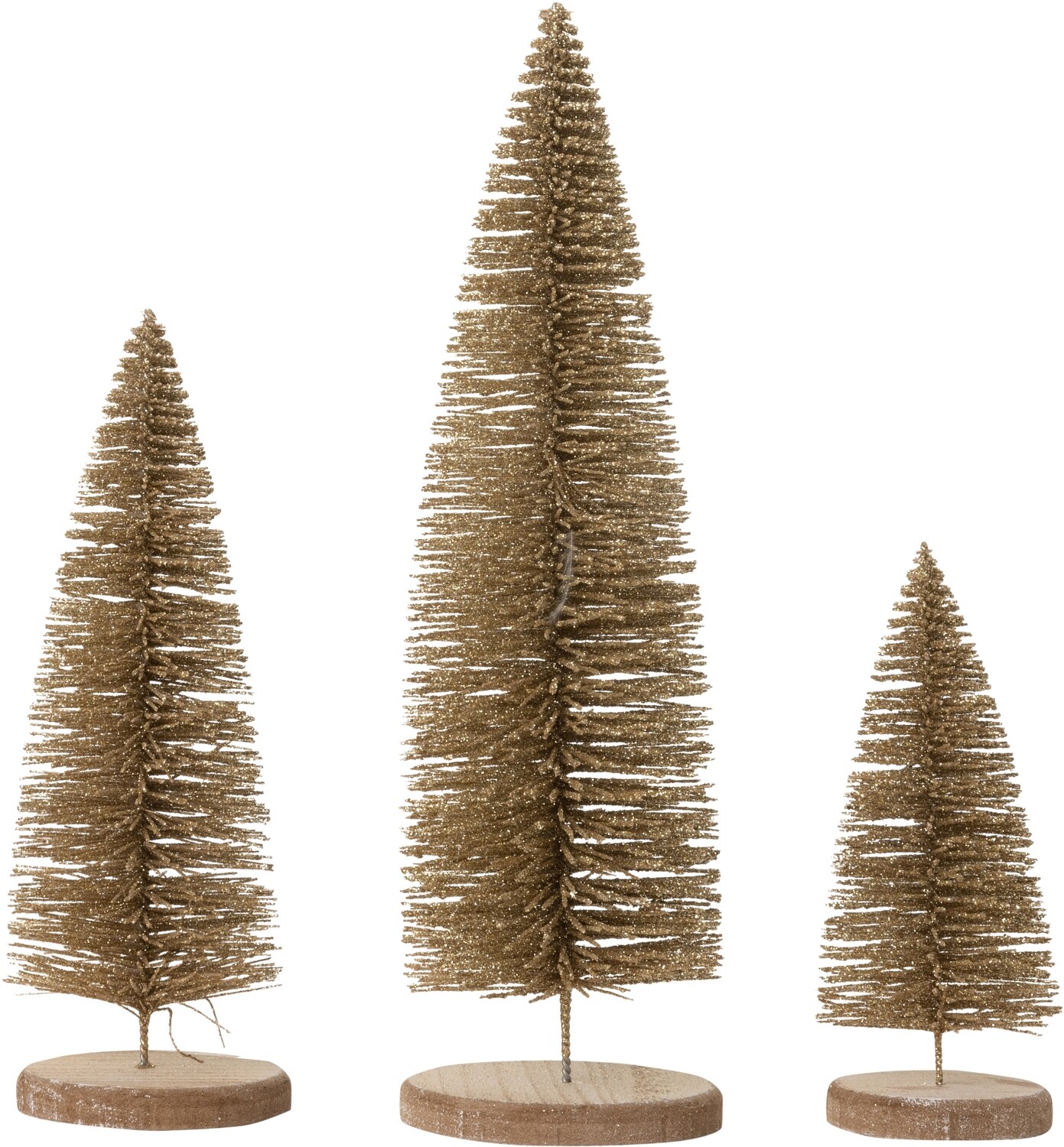 Set of 3 antique gold glitter bristle trees 5+6.5+10 in  4      