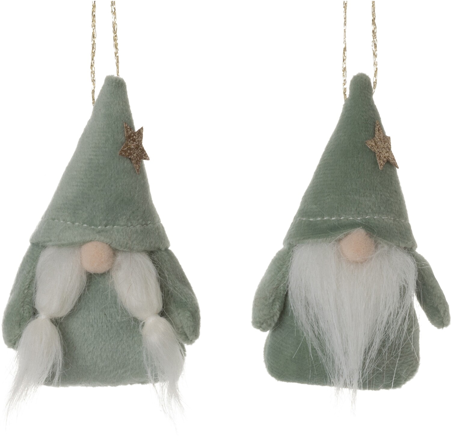 2 Asst&#39;d velour gnome ornaments, light green 2.5 in  24            
