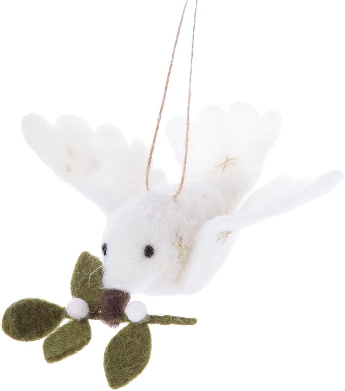 Felt winter white dove of peace ornament, 5 in  6      