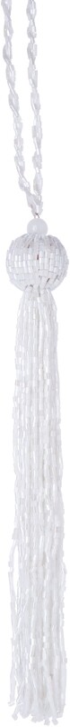 White glass bead tassel ornament with beaded hanger 6.5 in  12            