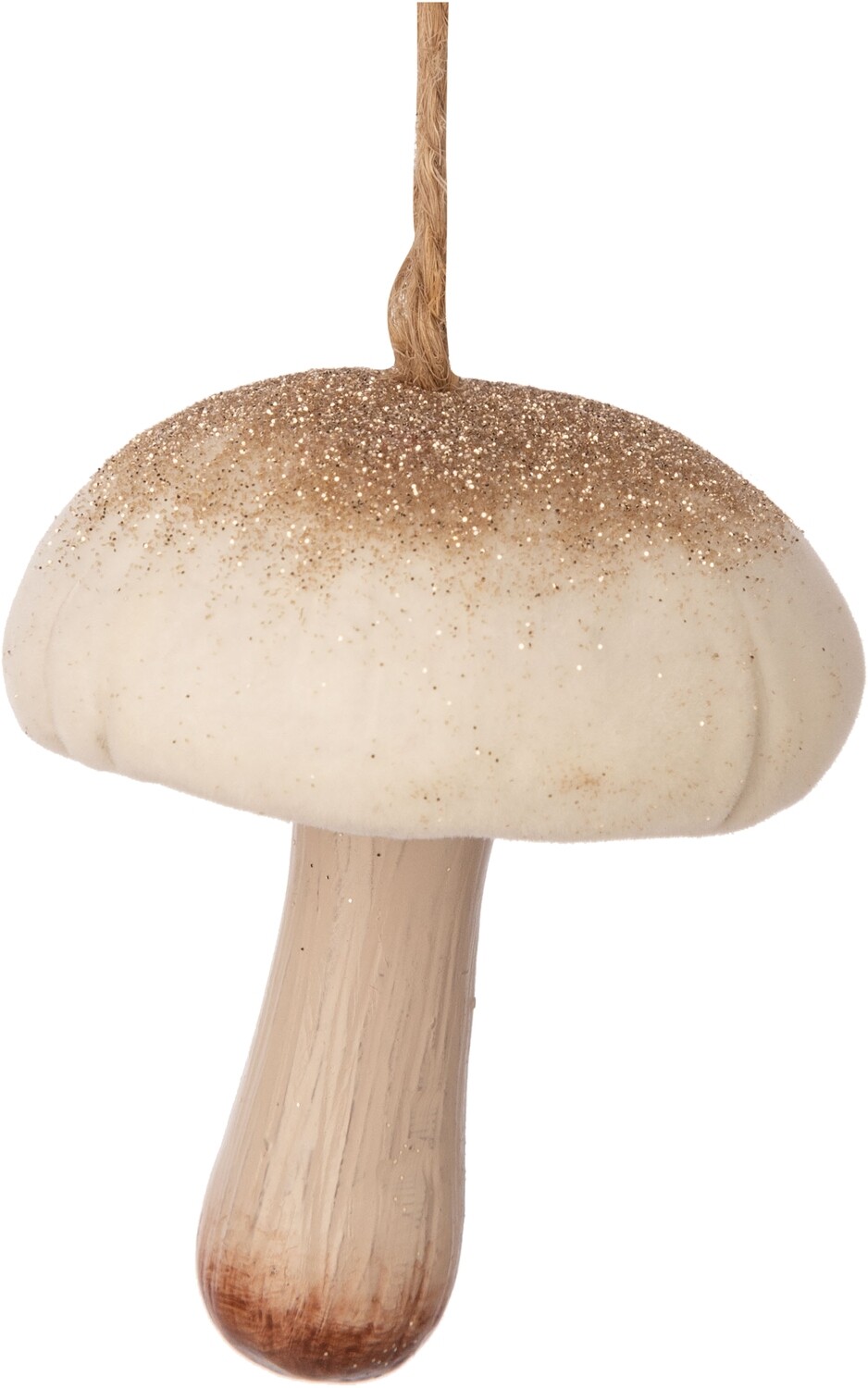 Wood coloured mushroom with glitter top painted resin orn 2.75 in 8      