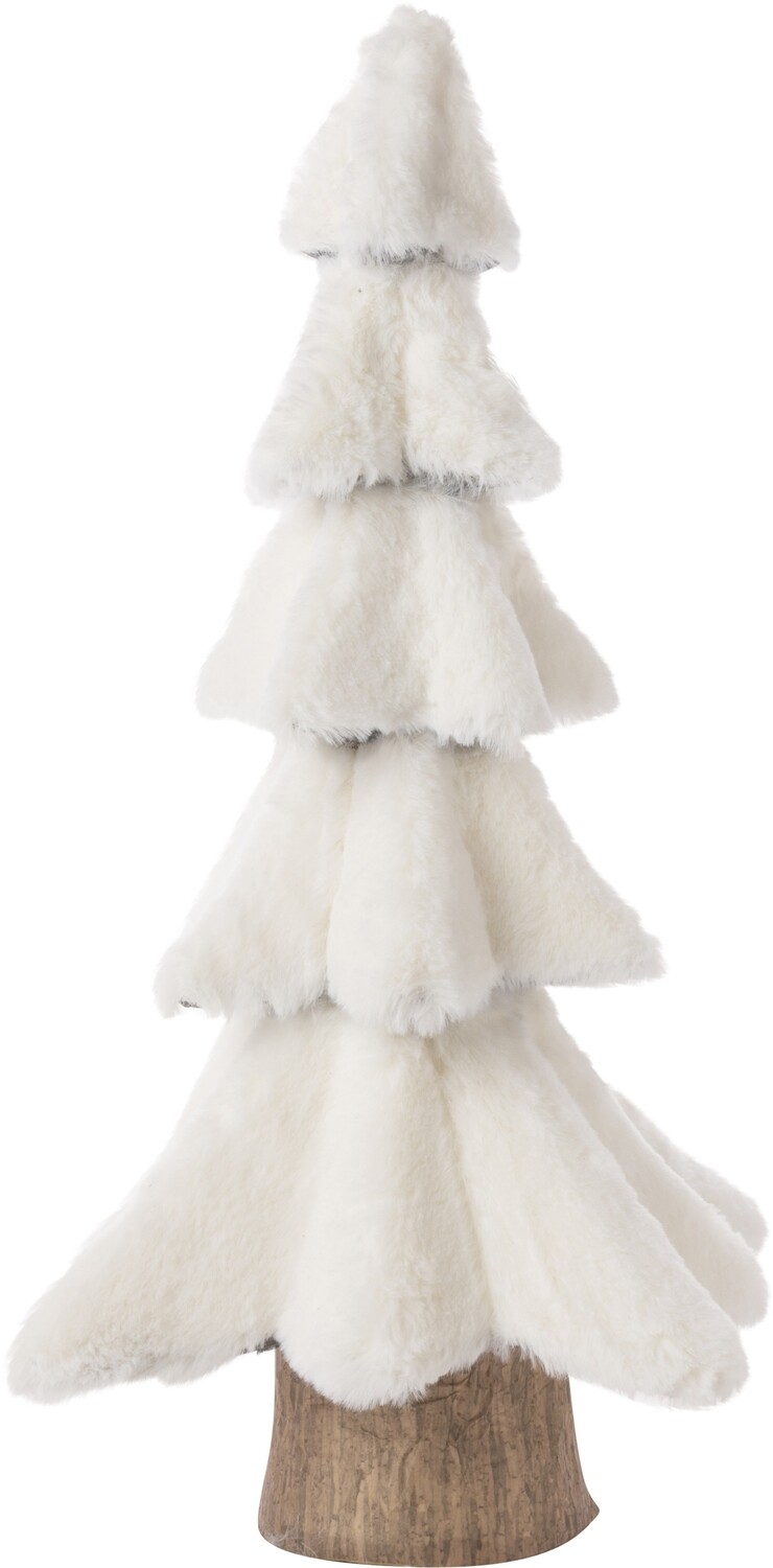 White tiered plush tree on wood look base tabletop 20.5 in  2   