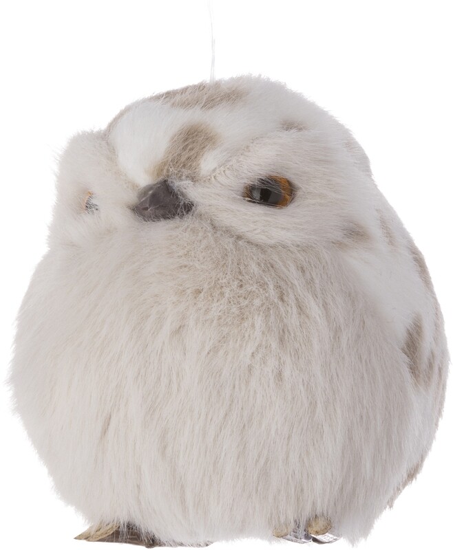 White spotted owl, plush ornament/tabletop 3.5 in  8