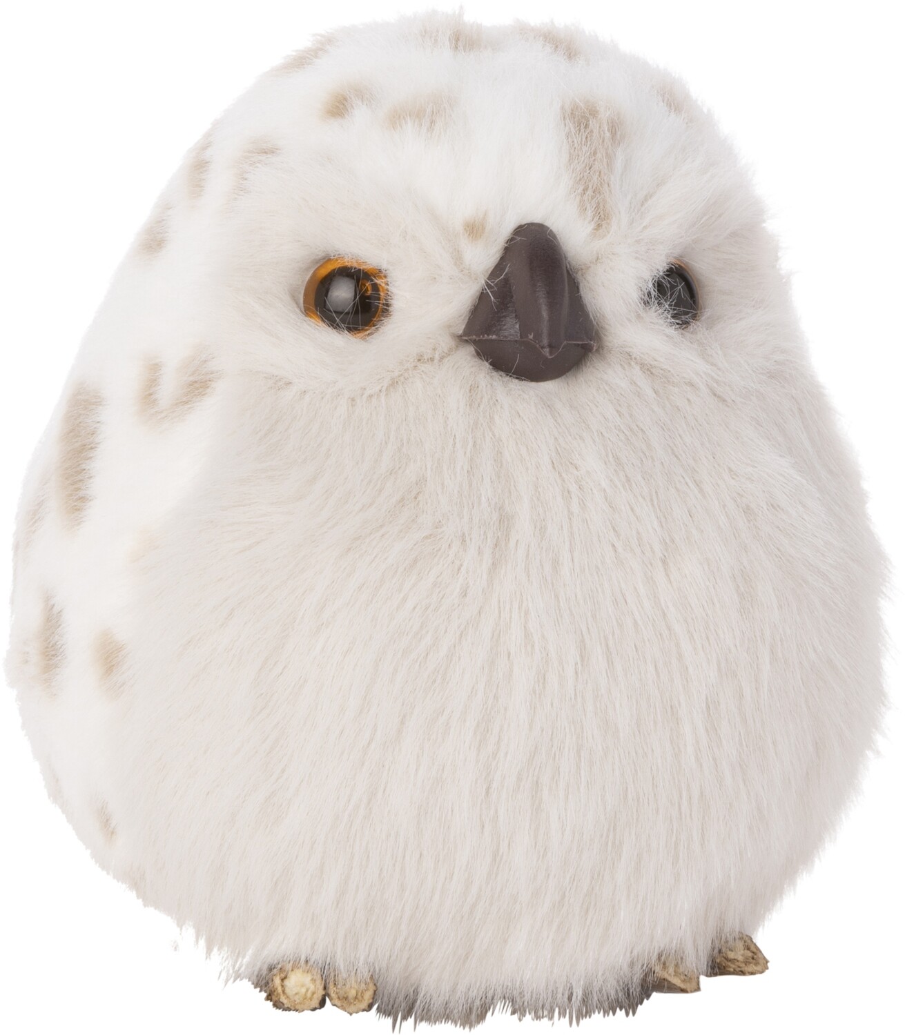 White spotted owl, plush ornament/tabletop, 4.75 in  6
