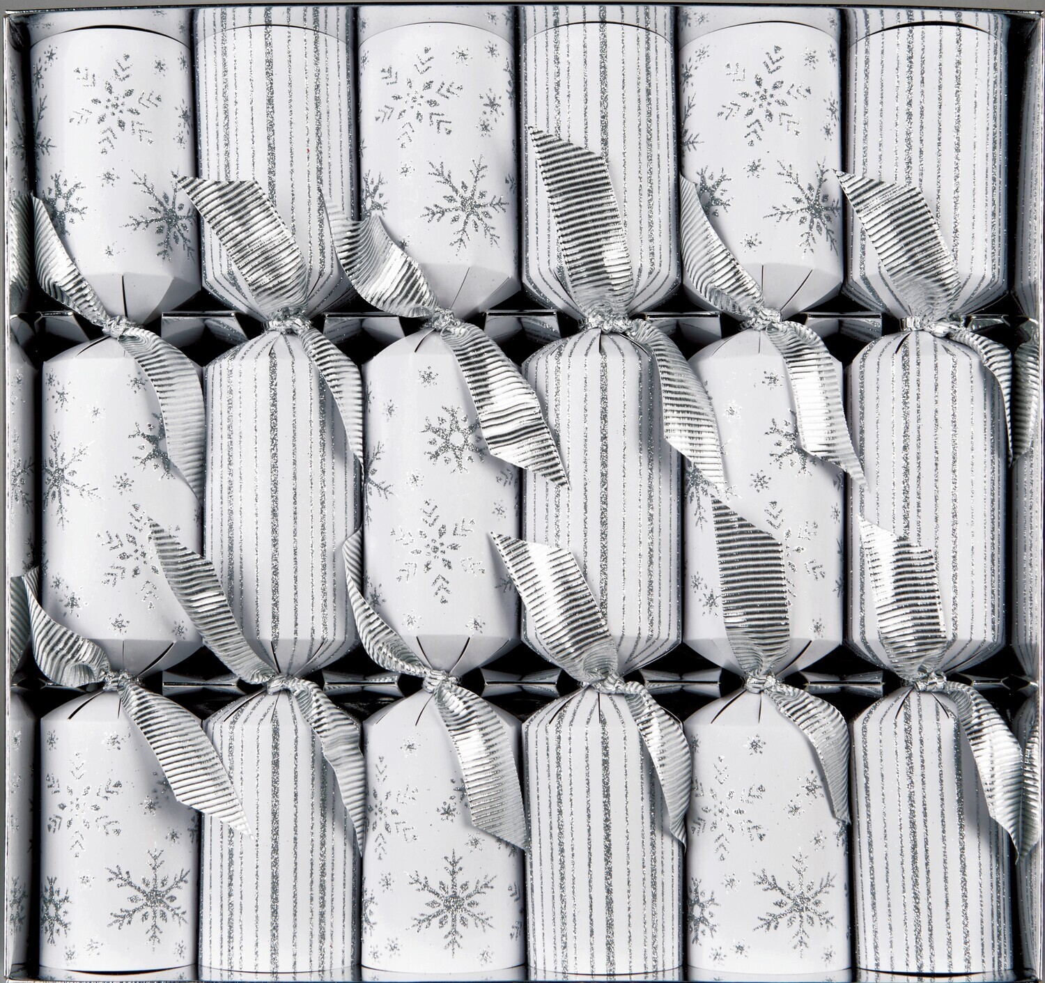 12in 6ct White Snowflakes &amp; Stripes  