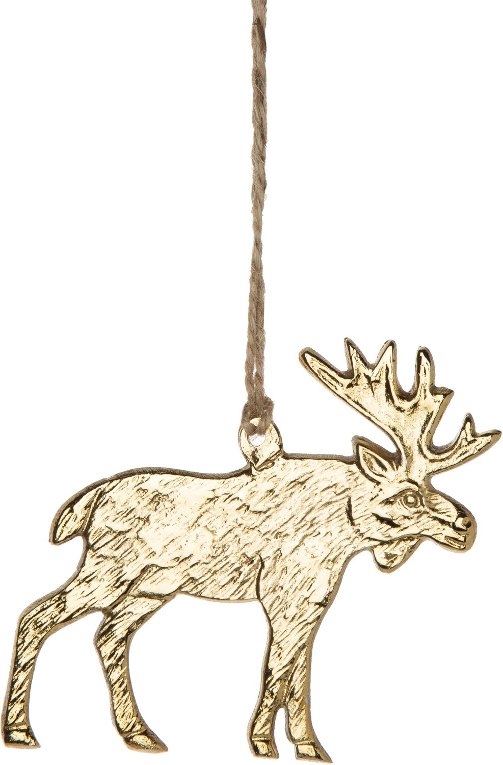 Cast metal moose ornament, gold tone plate finish 4 in  12            